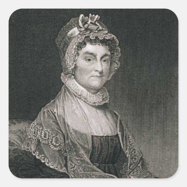 Abigail Adams, graviert von G.F. Storm (fl.c.1834) Quadratischer Aufkleber (Vorderseite)