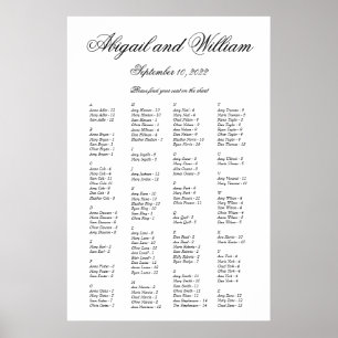 Abigail Elegante Alphabetische Hochzeitstabelle Poster