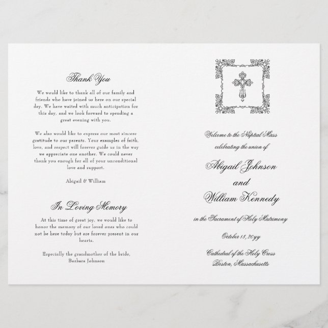 Abigail Katholic Wedding Full Mass Program (Vorderseite)