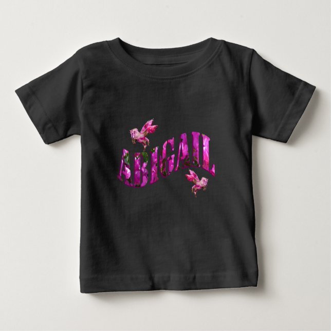 Abigail, Mädchenname aus rosa Blume, Baby T. Baby T-shirt (Vorderseite)