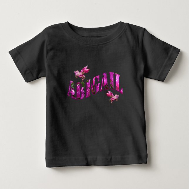 Abigail, Mädchenname aus rosa Blume, Baby T. T-shirt (Vorderseite)