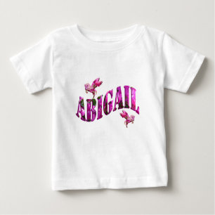 Abigail, Mädchenname Logo aus rosa Blume, Baby T-shirt