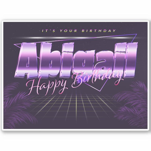 Abigail Name Vorname lila retro Sticker Geburtstag (Vorderseite)