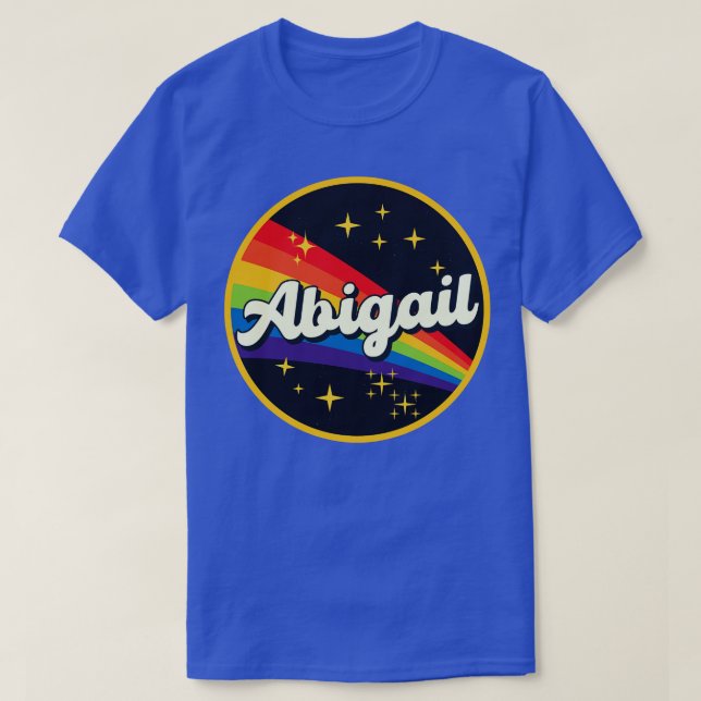 Abigail Regenbogen im Weltraum Vintager Stil T-Shirt (Design vorne)