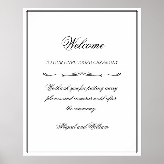Abigail Simple Unplugged Zeremony Sign Poster (Vorne)