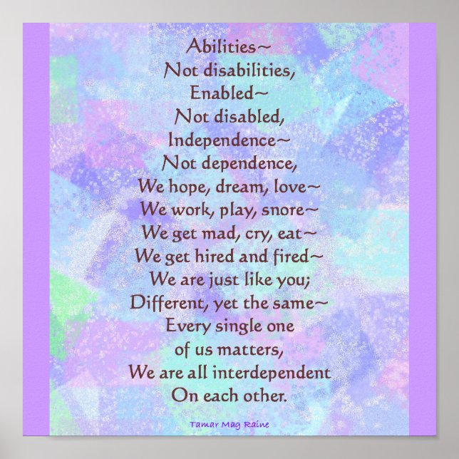 Abilities Poem Poster (Vorne)
