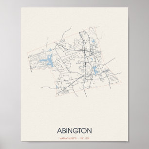 Abington Massachusetts Straßenkarte Poster