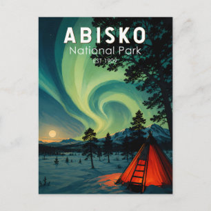 Abisko Nationalpark Illustration Nordlicht Postkarte