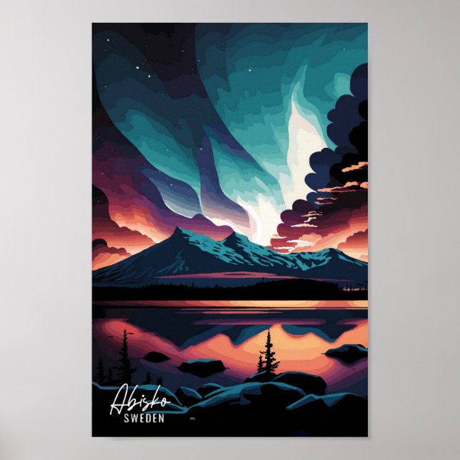 Abisko Schweden Art Vintage Travel Illustration Poster (Vorne)