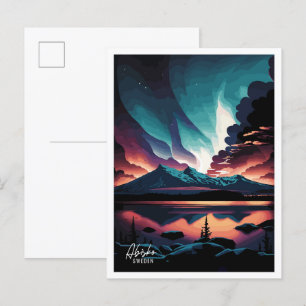 Abisko Schweden Art Vintage Travel Illustration Postkarte