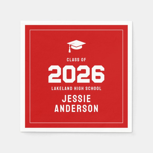 Abitur 2026 in Rot Serviette (Vorderseite)
