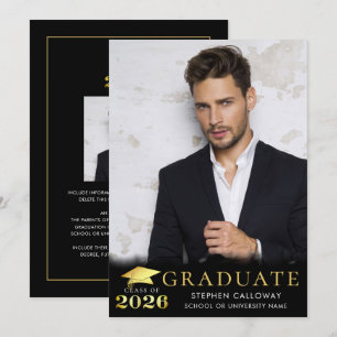 Abitur 2026 Schwarz Faux Metallic Gold 2 Fotos Ankündigung