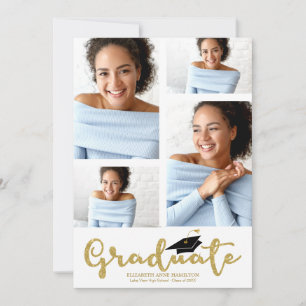 Abitur 4 Foto Gold Glitter Abschlussankündigung Ankündigung
