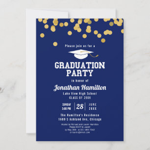 Abitur Abschlussparty Konfetti Blau Einladung
