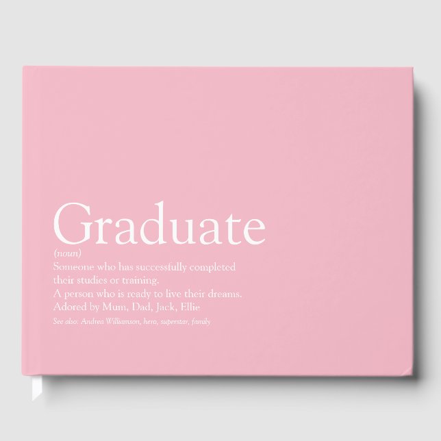 Abitur Definition Girly Pink Modern Gästebuch (Vorderseite)