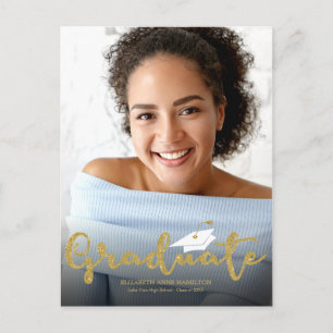 Abitur Gold Glitter Abschlussankündigung Postkarte