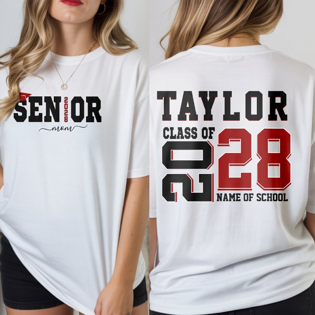 Abitur-Mutter-Klasse 2028 Personalisierter Name T-Shirt (Von Creator hochgeladen)