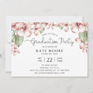 Abitur Party Blush Pink Floral Botanisch Einladung