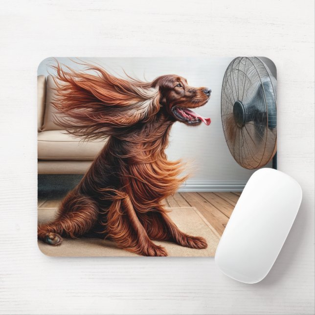Abkühlung des irischen Setters durch einen Lüfter Mousepad (Mit Mouse)