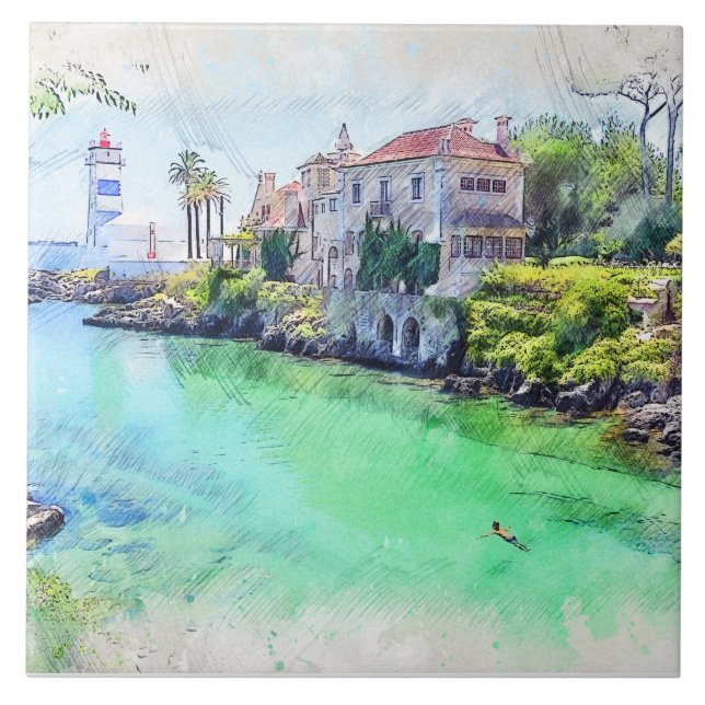 Abkühlung in Cascais, Portugal Fliese (Vorderseite)