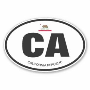 Abkürzung für California Staat oval Vinyl Aufklebe Aufkleber