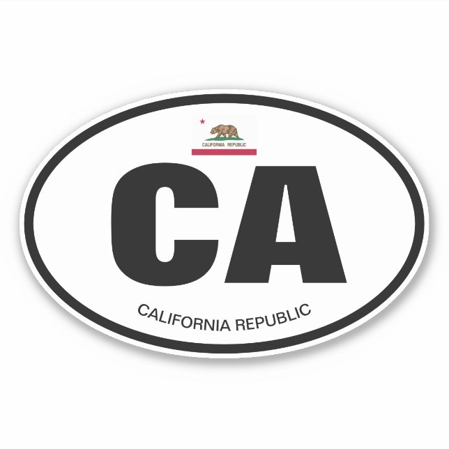 Abkürzung für California Staat oval Vinyl Aufklebe Aufkleber (Vorderseite)