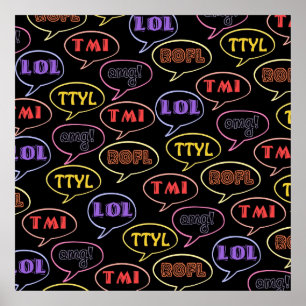 Abkürzungen gesimst, helles Design Poster