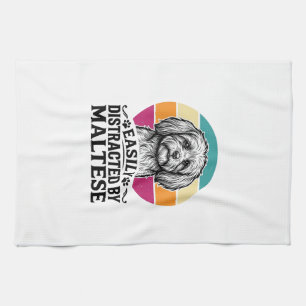 Ablenkbar Durch Malteser Vintage-Hundedesign_1 Geschirrtuch