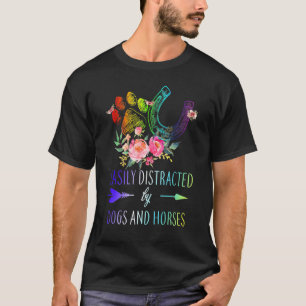 Ablenkbare Hunde und Pferde Lustige Hunde und Pfer T-Shirt
