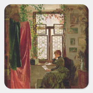 Ablesen des Briefs Quadratischer Aufkleber