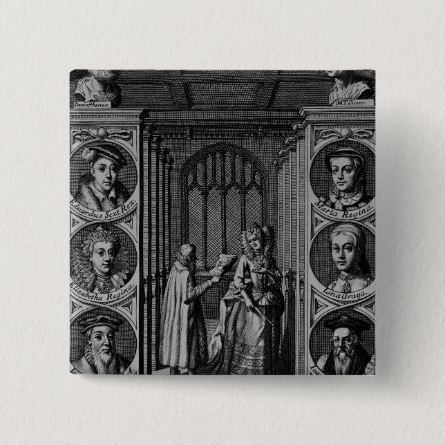 Ablesen einen Brief zur Königin Elizabeth I Button (Vorderseite)