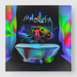 Ablutophobie 2 quadratische wanduhr