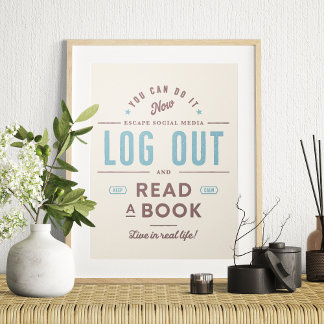 Abmelden und Buch lesen Poster