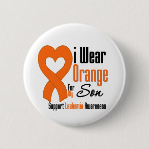 Abnutzungs-Orange der Leukämie-I für meinen Sohn Button