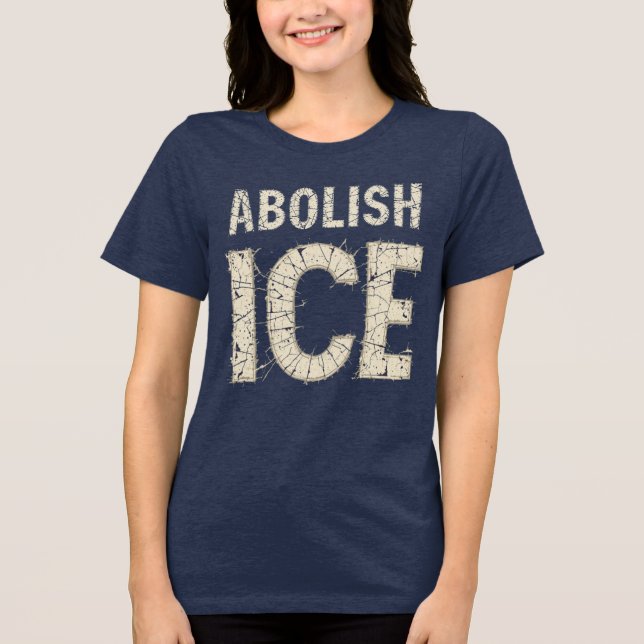 Abolish ICE Bold Protest - Einwanderungsrechte Tri-Blend Shirt (Vorderseite)