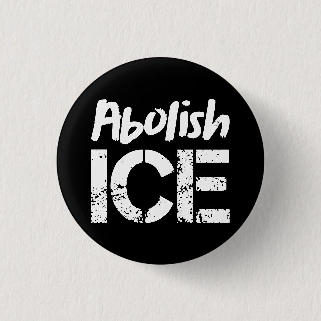 Abolish ICE | Weiß auf Schwarz Button (Vorderseite)