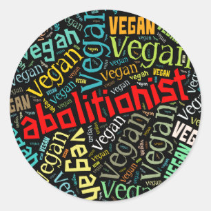 "Abolitionist veganes" Wort-Wolke Mosaik Runder Aufkleber
