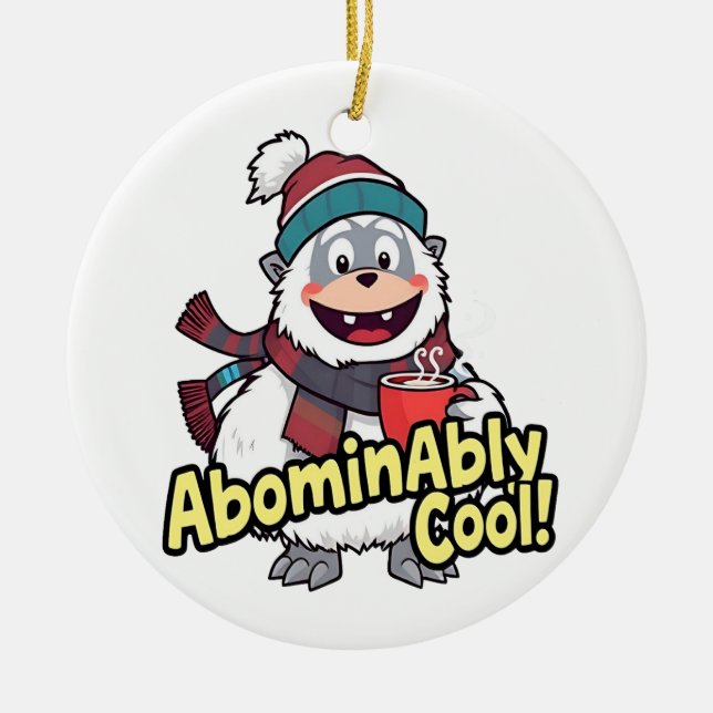 Abominierlich Cooles Winter Yeti Design Keramik Ornament (Vorne)