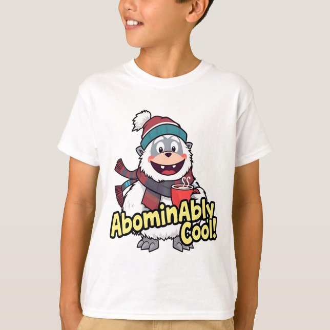 Abominierlich Cooles Winter Yeti Design T-Shirt (Vorderseite)