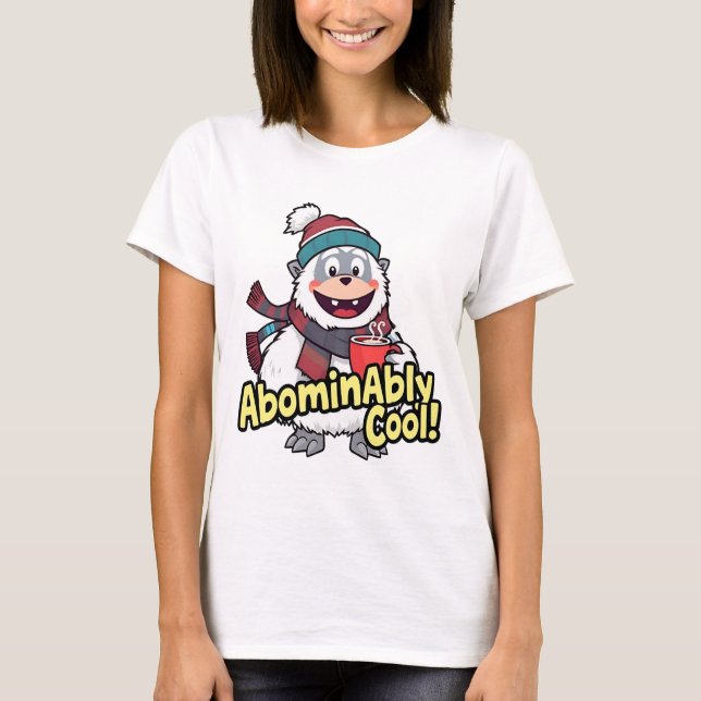 Abominierlich Cooles Winter Yeti Design T-Shirt (Vorderseite)