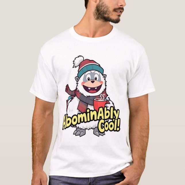 Abominierlich Cooles Winter Yeti Design T-Shirt (Vorderseite)
