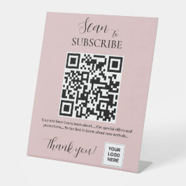 Abonnieren Sie QR-Code Rosa Rosa Sockelschild