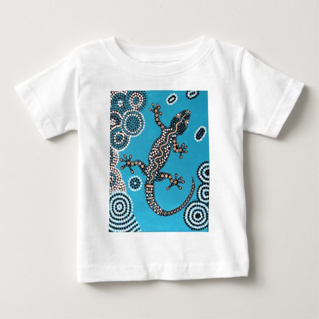 Aboriginal Art, Gecko, Punktmalerei, Dot-Painting Baby T-shirt (Vorderseite)