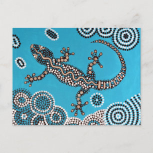 Aboriginal Art, Gecko, Punktmalerei, Dot-Painting Postkarte