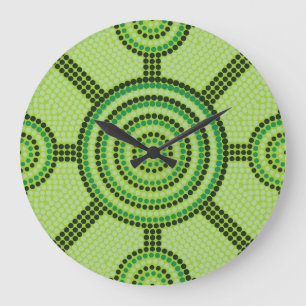 Aboriginal dot painting große wanduhr