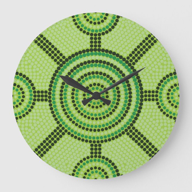 Aboriginal dot painting große wanduhr (Vorderseite)