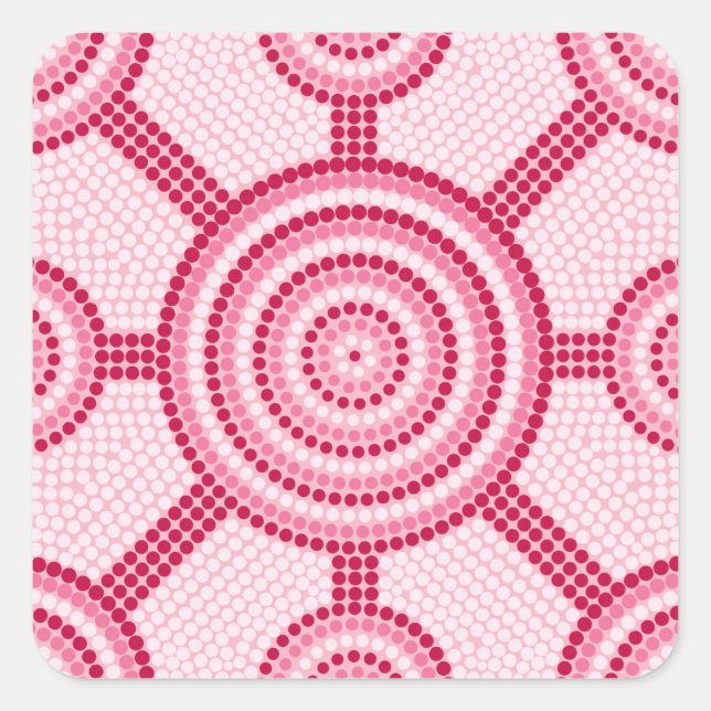 Aboriginal dot painting quadratischer aufkleber (Vorderseite)