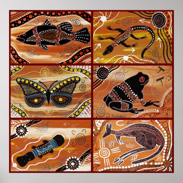 Aborigine Art Collage Poster (Vorne)