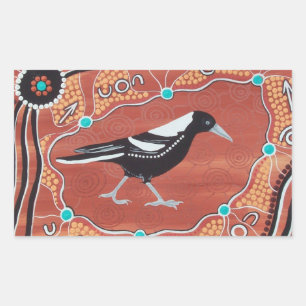 Aborigine Art Magpie Dreaming Stickers
