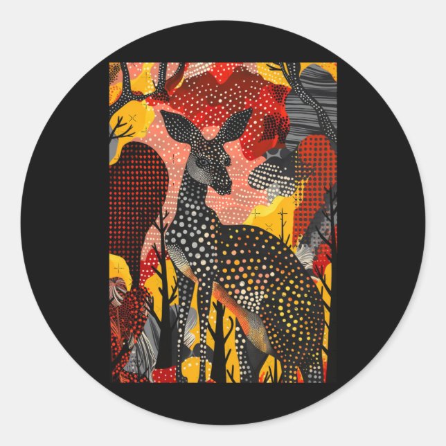 Aborigine Australian Kangaroo Dot Art Roo Artwork Runder Aufkleber (Vorderseite)